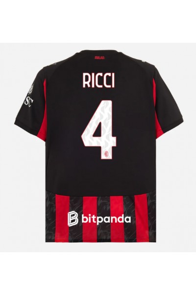AC Milan Samuele Ricci #4 Jalkapallovaatteet Kotipaita 2025-26 Lyhythihainen AC Milan Samuele Ricci #4 Jalkapallovaatteet Kotipaita 2025-26 Lyhythihainen